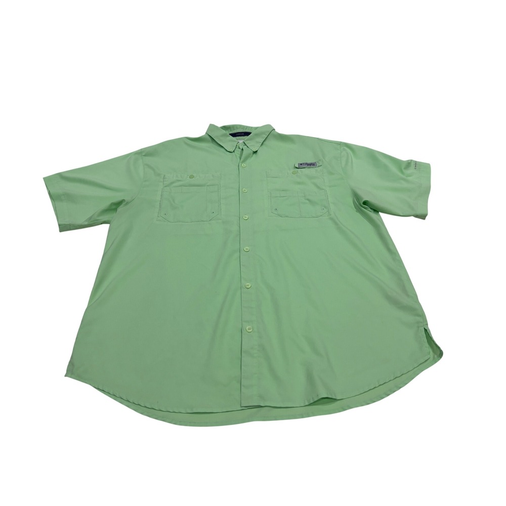 Columbia PFG Tamiami II Fishing Shirt Mens XL Green Short Sleeve Omni Shade UPF